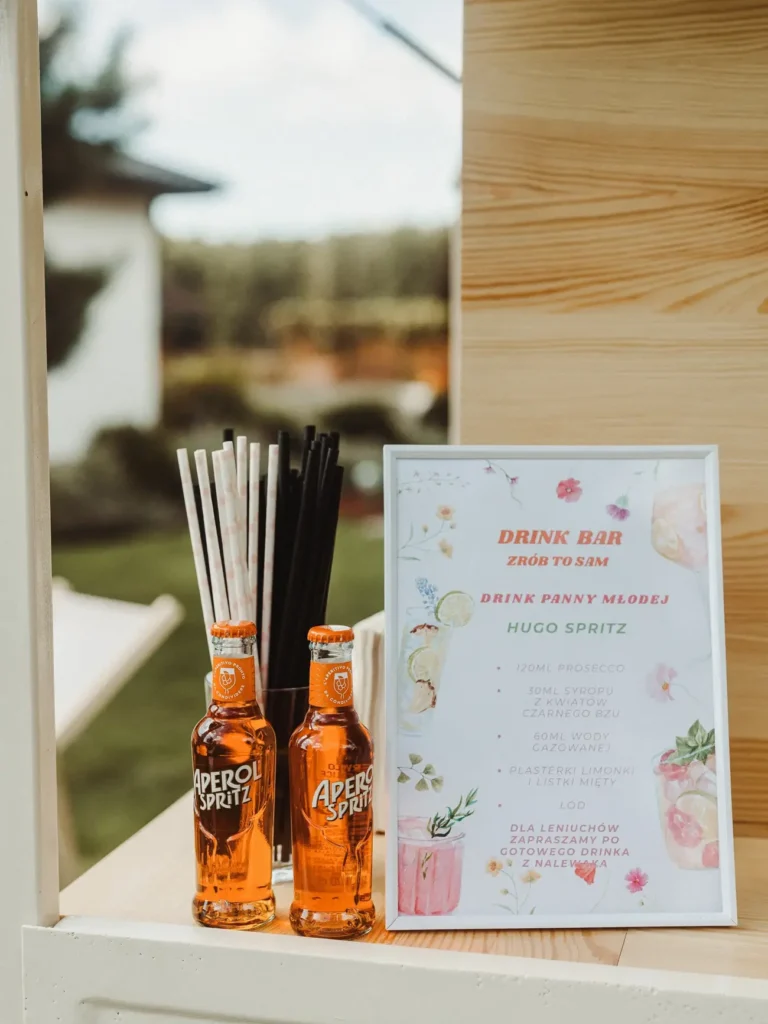 aperol spritz i drinki pary młodej w Ape Bar